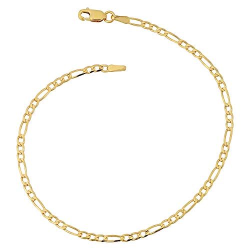 PRINS JEWELS Armband 14 Karat 585 Gold Italienisch Figaro Gelbgold Armkette Breite 3 mm (18) von PRINS JEWELS