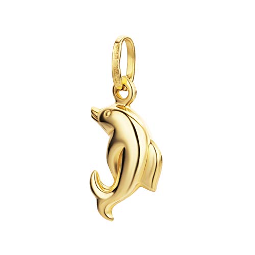 Mini Delphin Schwimmen Anhänger 14 Karat 585 Gelbgold von PRINS JEWELS