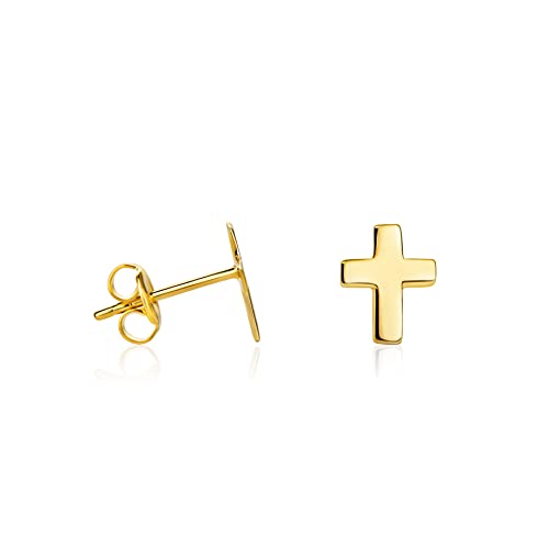 Ohrstecker 14 Karat 585 Kleine Kreuz Ohrringe Gelbgold Italienisch Ohrschmuck von PRINS JEWELS