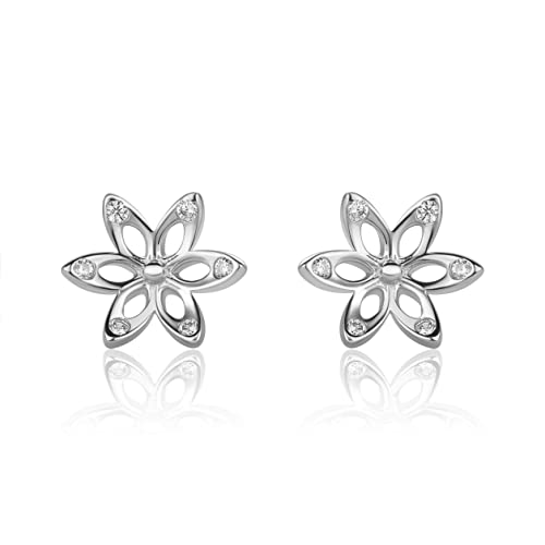 Ohrstecker 14 Karat Kleine Blumen Ohrringe Aus 585 Weißgold Mit Zirkonia von PRINS JEWELS