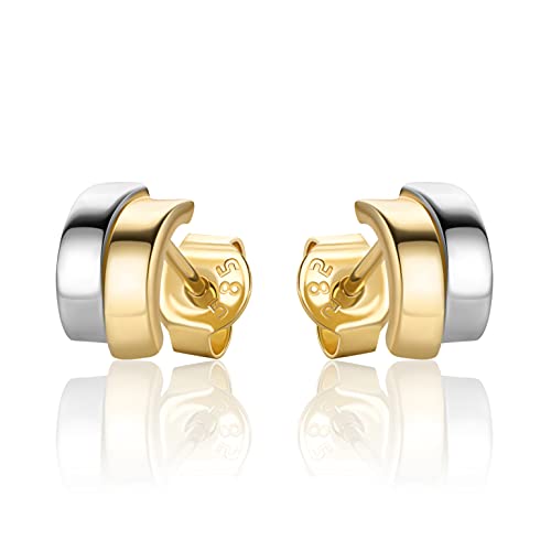 Ohrstecker 14 Karat kleine Bicolor Ohrringe Aus 585 Gelbgold und Weißgold von PRINS JEWELS