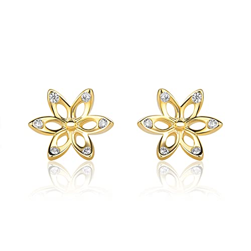 Ohrstecker 9 Karat Kleine Blumen Ohrringe Aus 375 Gelbgold Mit Zirkonia von PRINS JEWELS