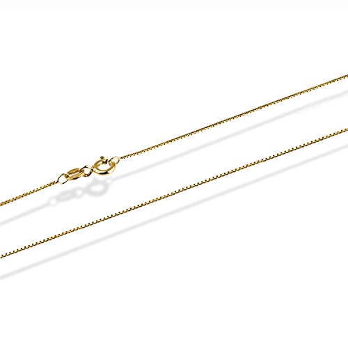 PRINS JEWELS 14 Karat / 585 Gold Feine Italienisch Venezianer Box Kette Gelbgold Unisex - Breite 0.75 mm - verschiedene Längen (55) von PRINS JEWELS