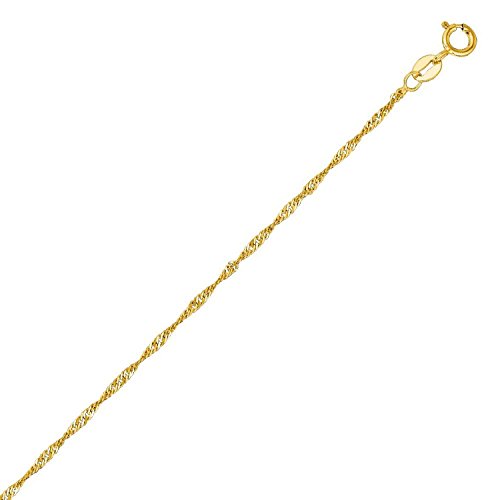 PRINS JEWELS 18 Karat / 750 Gold Feine Singapur Kette Gelbgold Unisex - 1 mm. - Länge wählbar (60) von PRINS JEWELS