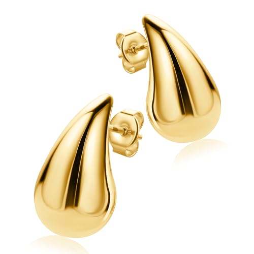 PRINS JEWELS 9 Karat 375 Glänzend Dupes Ohrringe Tropfen Hängend Ohrstecker Waterdrop Gelbgold von PRINS JEWELS