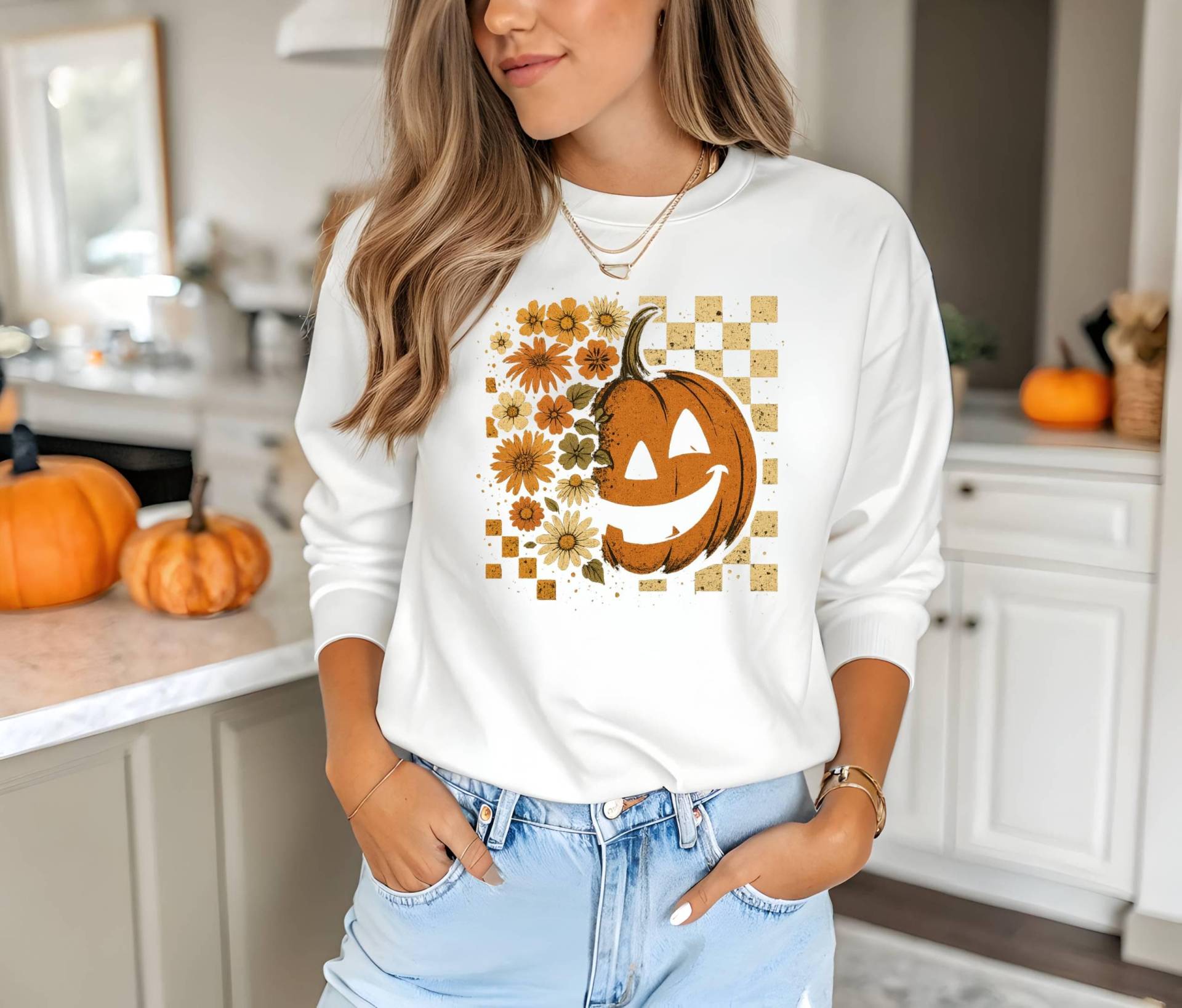 Retro Floral Pumpkin Sweatshirt-Vintage Fall Aesthetic Crewneck-Boho Autumn Sweater-Cozy Thanksgiving Pullover-Fall Flowersweatshirt Retro Floral Pumpkin Sweatshirt-Vintage Fall Aesthetic Crewneck-Boho Autumn Sweater-Cozy Thanksgiving Pullover-Fall Flowersweatshirt von PRINTINGCOMPANYGoods