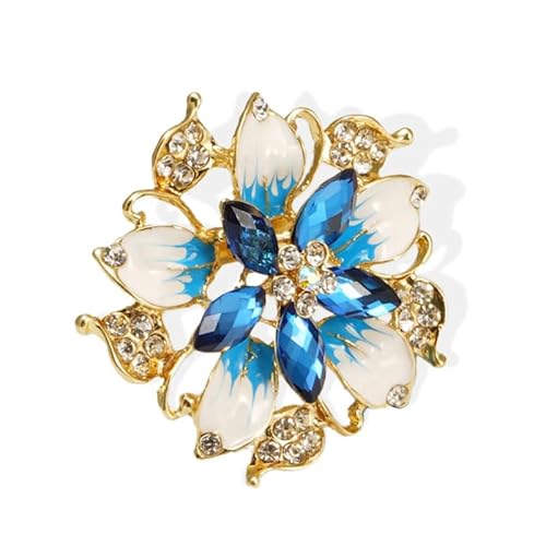 Crystal Pearl Flower Brosche Mode Künstlicher Strassblumenbrosche Geeignet Für Party Hochzeits Bankett,Blau,Eine Größe von PRIOKNIKO