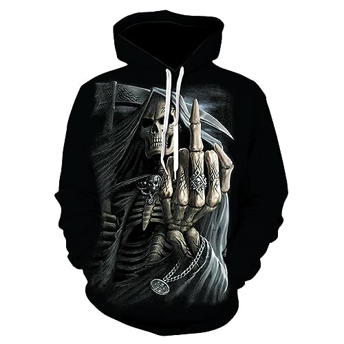 PRIOKNIKO 3D Pullover Herren-Herbst-Sport-Hoodie Mit 3D-Totenkopf-Digitaldruck,Wy-20,3XL？ von PRIOKNIKO