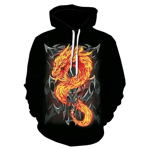PRIOKNIKO 3D Pullover Herren-Herbst-Sport-Hoodie Mit 3D-Totenkopf-Digitaldruck,Wy-22,S？ von PRIOKNIKO