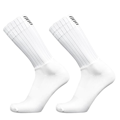 PRIOKNIKO Bunte Socken Herren Rutsch Feste Silikon Aero Dynamische Aero Cycling Sockss Weiß Eine Größe 38-45 von PRIOKNIKO