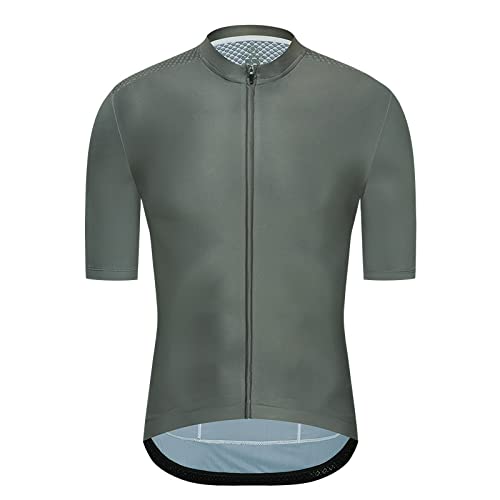 PRIOKNIKO Cycling Jersey Men Kurzarm Rennrad MTB Atmungsaktives Pro Team Aero Radtrikot,Grau,M von PRIOKNIKO