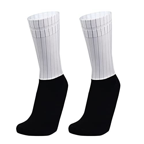 PRIOKNIKO Herrensocken Herren-Kompressionssocken Anti-Rutsch-Silikon Aero White Radsport-Lauf Socken, Schwarz-Weiß, Einheitsgröße 39-45 von PRIOKNIKO