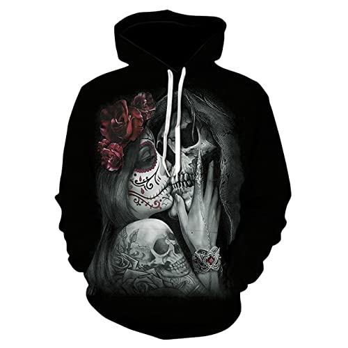 PRIOKNIKO Kapuzenpullover Herren-Herbst-Sport-Hoodie Mit 3D-Totenkopf-Digitaldruck,Wy-07,4XL？ von PRIOKNIKO