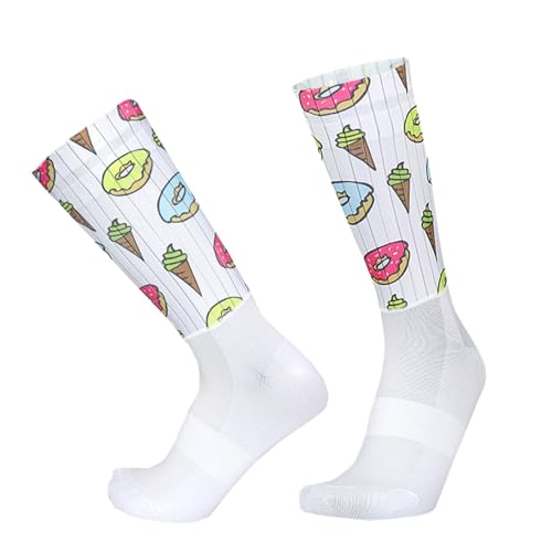 PRIOKNIKO Socken Herren Mit Eis Wassermelone Muster Silikon Anti-Rutsch-Atmungsaktive Eiscreme Eine Größe 38-45 von PRIOKNIKO