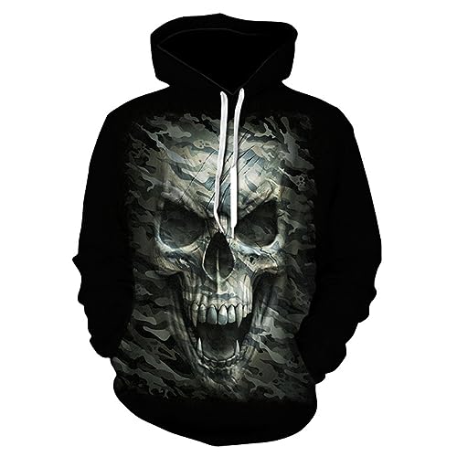 PRIOKNIKO Sweatshirt Herren Herren-Herbst-Sport-Hoodie Mit 3D-Totenkopf-Digitaldruck,Wy-05,6XL？ von PRIOKNIKO