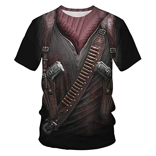 PRIOKNIKO Tshirts Männer Gefälschte Zweiteilige Herren-3D-Digitaldruck Mit Kurzen Ärmeln,T5,3XL von PRIOKNIKO