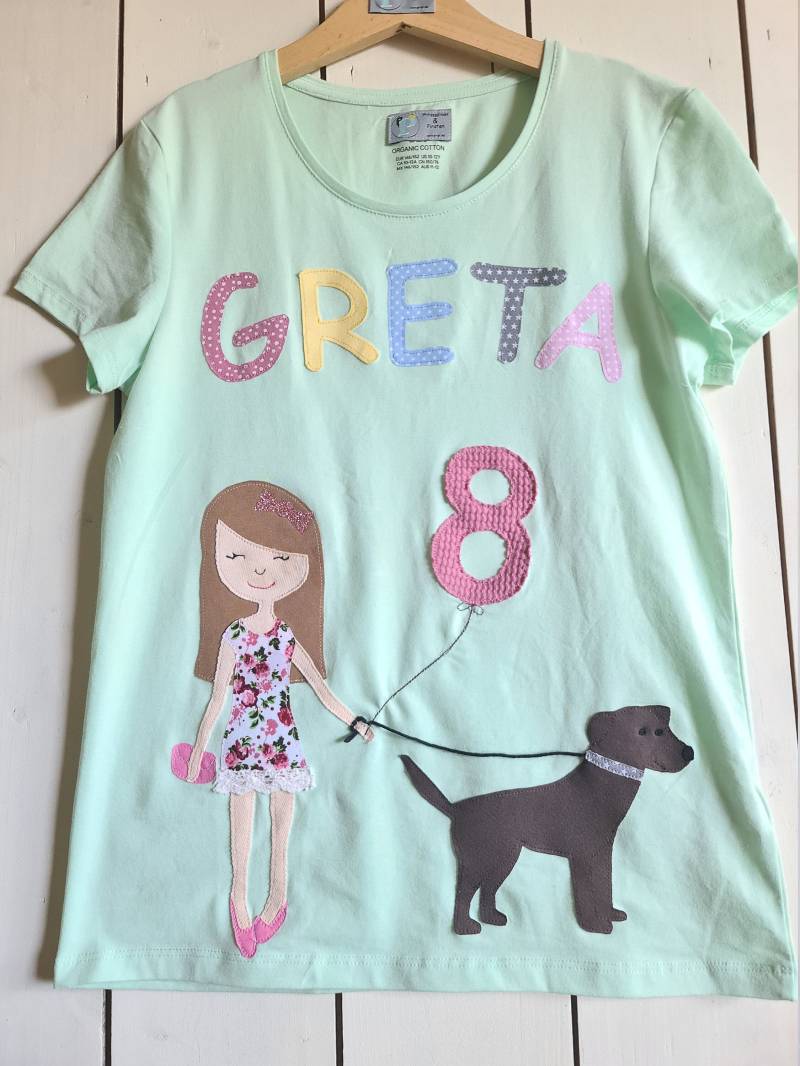 Pripigeburtstagsshirt Mädchen Mit Hund Auf Wunsch Name Und Zahl von PRIPImade