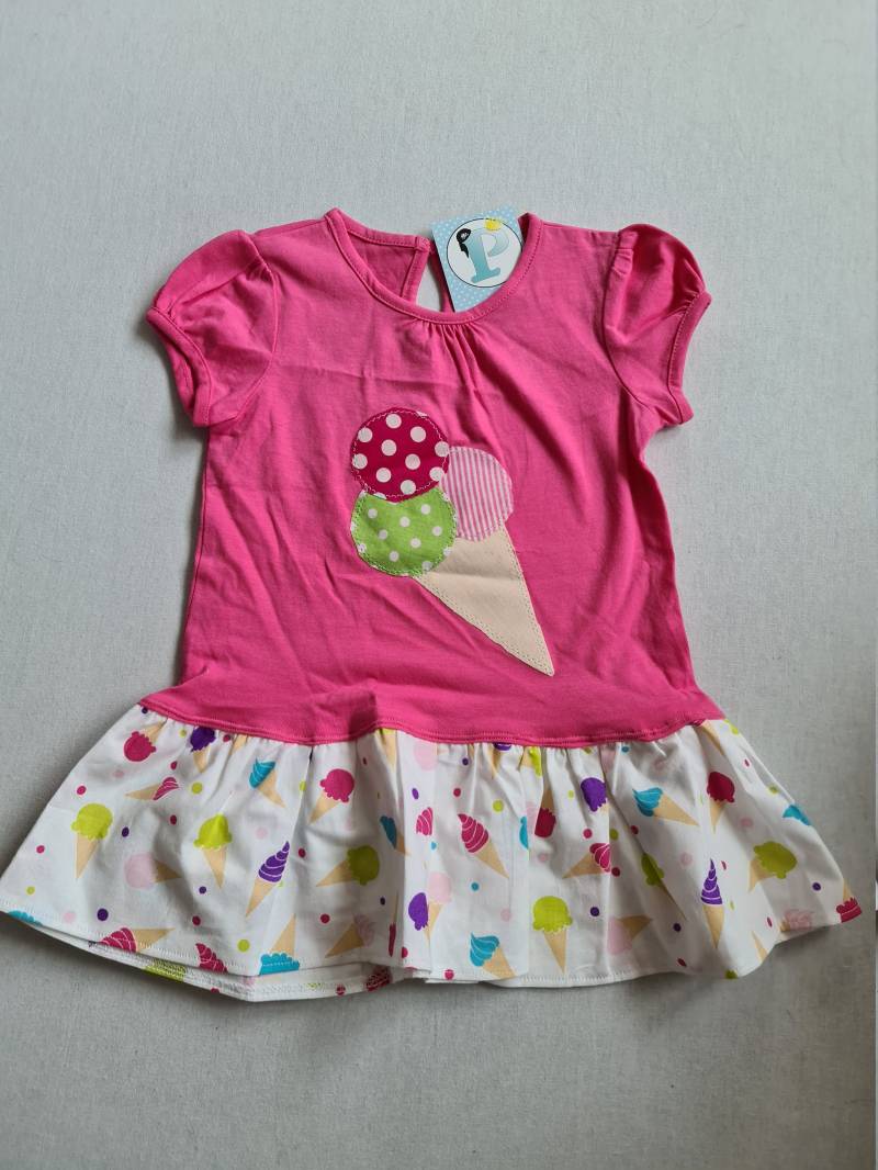 Sommerkleid Eis Gr. 86, 92 Kleid Genäht Kurzarm Applikation von PRIPImade