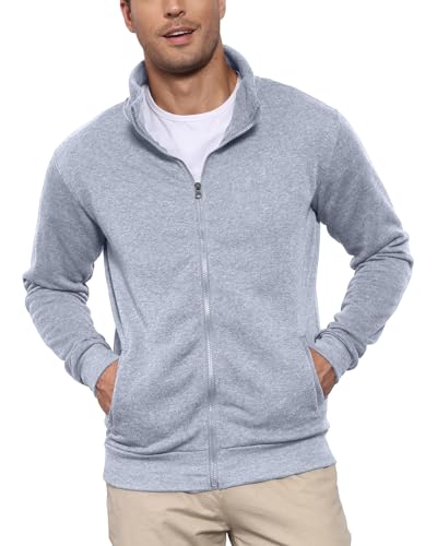 PRIVIMIX Herren Sweatshirt mit Reissverschluss Zipper Sweatjacke Hoodie ohne Kapuze Langarm Pullover für Männer Grau M von PRIVIMIX