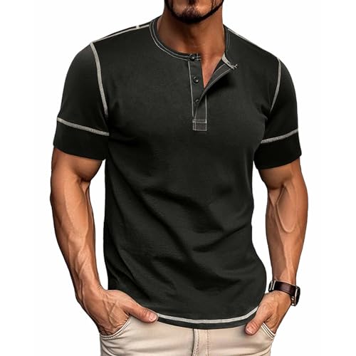 PRIVIMIX T Shirts Herren Sommer Henley Shirt Kurzarm Baumwoll T-Shirt für Männer Schwarz M PRIVIMIX T Shirts Herren Sommer Henley Shirt Kurzarm Baumwoll T-Shirt für Männer Schwarz M von PRIVIMIX