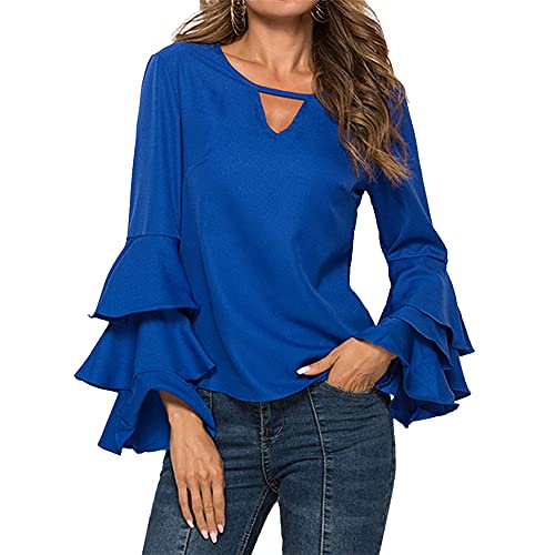 PRJN Damen Herbst und Winter Lose Bluse Langarm Rundhalsausschnitt Lässige Freizeit Tops T-Shirts Schwarze Punktdruck Schlagärmel Top Regular Fit Slim Fit Hemden Pullover Pullover Mode Sweatshirt von PRJN