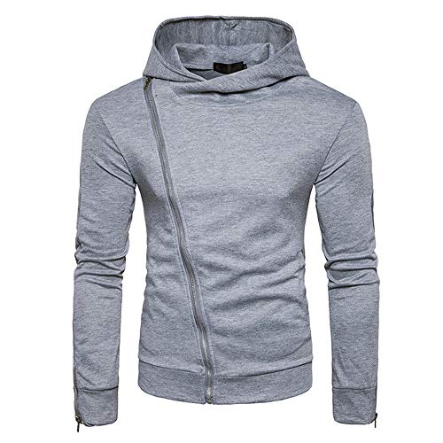 PRJN Herbst und Winter Neue Herren Fleece Kragen Diagonale Reißverschluss Kapuze Langarm T-Shirt Herren Fleece Kragen Diagonale Vollreißverschluss Reine Farbe einfach lässig Winddicht Bequeme Hoodie von PRJN