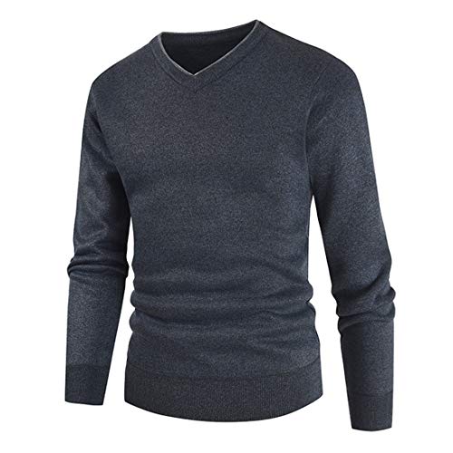 PRJN Herren Feinstrick Pullover V-Ausschnitt Rundhals Slim-Fit Hochwertige Baumwollmischung Herren Pullover Herren Strickpullover Feinstrick Pullover mit V-Ausschnitt Herren Baumwoll-Pullover von PRJN