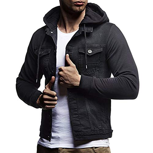 PRJN Herren Jeansjacke Hoodie Herren Leichte Baumwolljacke Lässig Freizeitjacke Mantel Herbst Outdoor Winddichte Jacke Mode Herren Herbst Winter Kapuze Reißverschlussjacke Langarmjacke von PRJN