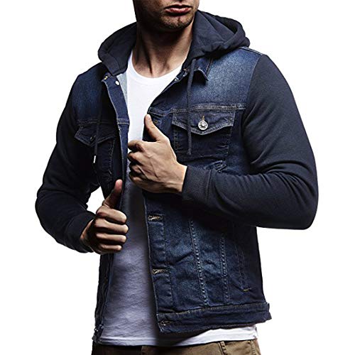 PRJN Herren Jeansjacke Hoodie Herren Leichte Baumwolljacke Lässig Freizeitjacke Mantel Herbst Outdoor Winddichte Jacke Mode Herren Herbst Winter Kapuze Reißverschlussjacke Langarmjacke von PRJN