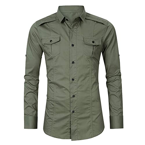 PRJN Herren Langarm Winterhemd Schutz Herren Outdoor Langarmhemd Herren Freizeithemd Hemden Business Regular Fit Hochzeit Arbeitsoberteil Herren Jeanshemden Slim Fit Casual Button Down Hemd von PRJN