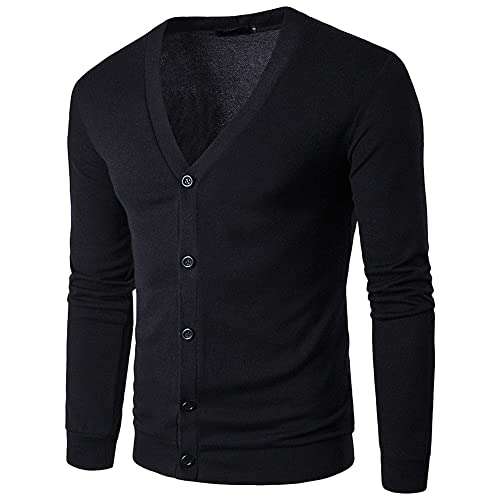 PRJN Herren Strickjacke Klassischer V-Ausschnitt Button-Down-Pullover Thermo-Pullover Kaschmir-Wollmischung Knöpfe Strickjacke Herren Strick Leichte Slim Fit Strickware Knopf Vielseitige Strickjacke von PRJN