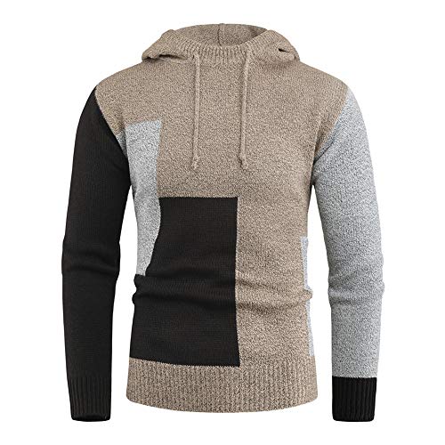 PRJN Herren Strickpullover Kapuzenpullover Feinstrick Pullover mit Kapuze Herren Strick-Pullover Slim Fit Winter Sommer Moderner Männer Pulli Langarm Herren Hoodie-Wollpullover Herren Hoodie von PRJN