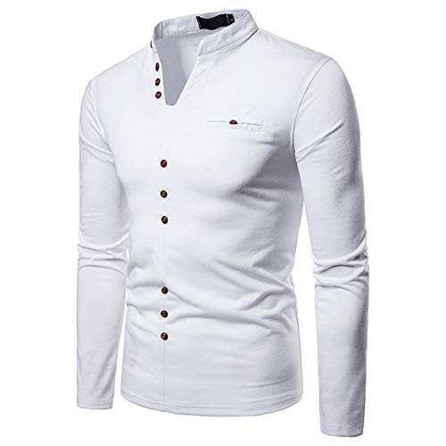 PRJN Herren V-Neck T-Shirt Leinen Shirt MäNner V Ausschnitt Langarm Freizeit Hemd Lässiges Herren-Langarmhemd mit V-Ausschnitt Herren dünner Strick V-Ausschnitt Slim Fit Männer Männershirts von PRJN