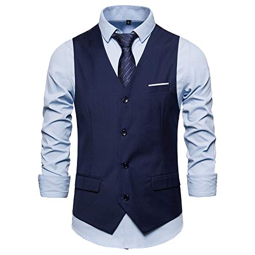 PRJN Herren Weste Anzugweste Herren Weste Anzugweste V-Ausschnitt Ärmellose Sakko Blazer Western Weste Slim Fit Smoking Frack Herrenweste Herrenanzug Anzug Business Hochzeit Retro Elegant Vest von PRJN