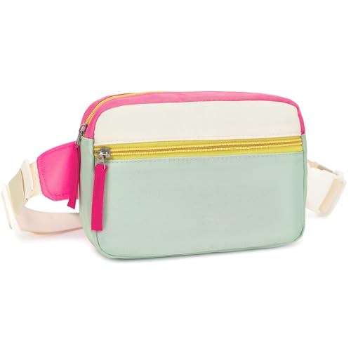 PRLINJSK Bauchtasche für Mädchen, niedliche Hüfttasche, Beige und Grün., Small, Bauchtasche von PRLINJSK