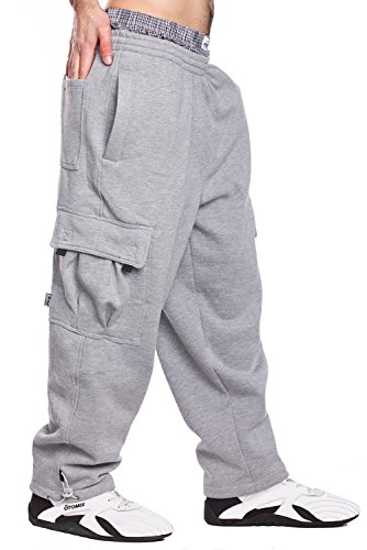 Herren Fleece Cargo Sweatpants, grau meliert, Groß von PRO 5