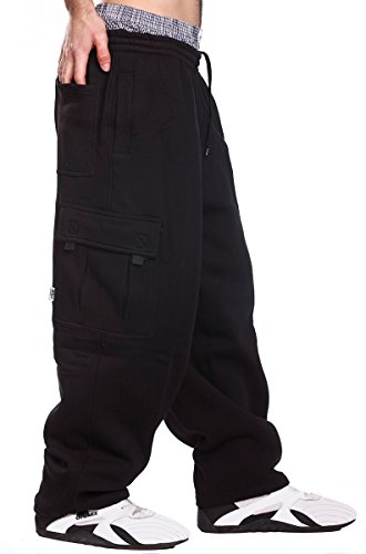 Herren Fleece Cargo Sweatpants, schwarz, X-Groß von PRO 5