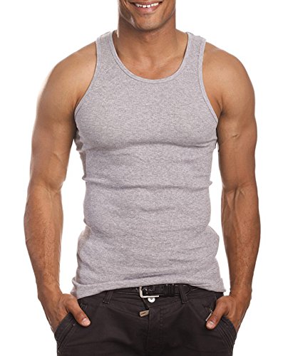 Herren Tanktop Camo Muscle Tanktop Gym Work Out Super Thick 3er Pack, Hellgrau, L von PRO 5