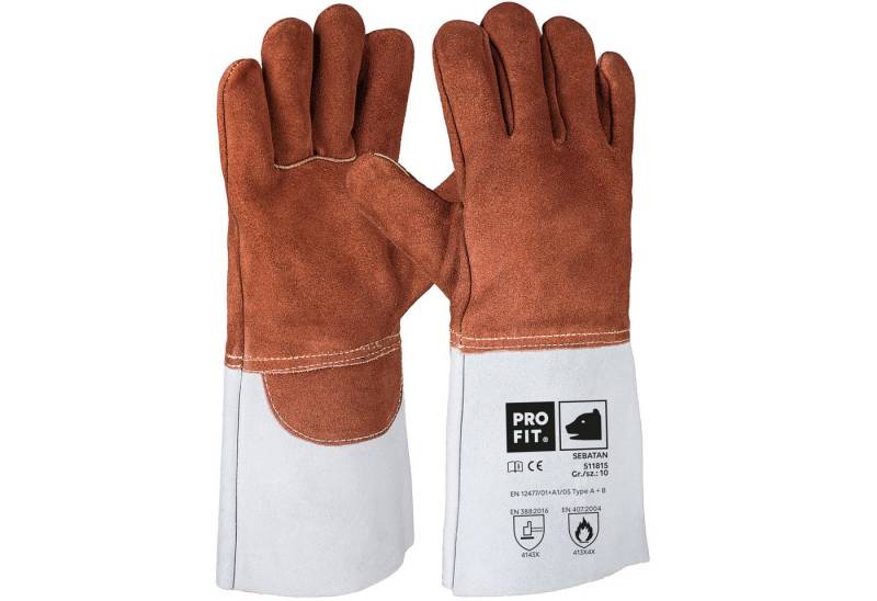 PRO FIT by Fitzner Hitzeschutzhandschuhe aus Sebatanleder, Arbeitshandschuhe, 5-Fingerhandschuh (1, Paar) Hitzebeständig, Pulsschutz, 35 cm lang, Größe 10 von PRO FIT by Fitzner