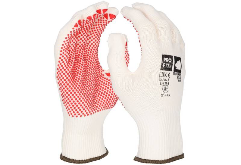 PRO FIT by Fitzner Strickhandschuhe Feinstrickhandschuh mit Noppen, Arbeitshandschuhe mit Punktbenoppung (12, Paar) rutschfest, hautverträglich, nahtlos von PRO FIT by Fitzner