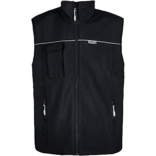 PRO FIT 462 Softshell Weste – Freizeitweste aus Softshell, Outdoorweste, Arbeitsweste mit Reflexapplikationen, Wind- & Wasserabweisend, Unisex - Gr. XL, Schwarz von PRO FIT