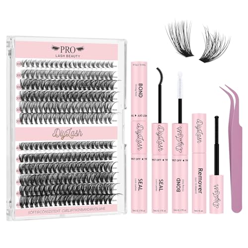 DIY Wimpernverlängerungsset 240pcs Wimperncluster D Curl Wimpernverlängerungsset Einzelwimpern mit Wimpernkleber und Siegel Applikator Entferner Einfach zu Hause anwenden (30D+40D-8-16mix Kit) von PRO LASHBEAUTY