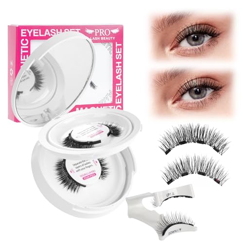 Magnetische Wimpern Magnet Lashes Natürlicher Wiederverwendbare Kein Kleber No Glue or Eyeliner Easy to Wear 4 Magnetpunkte sind stärker Augenform geeignet(2Paare,Intimacy+Elation) von PRO LASHBEAUTY