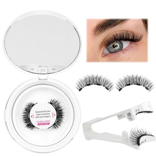 Magnetische Wimpern Magnet Lashes Natürlicher Wiederverwendbare mit Applikator Kein Kleber No Glue or Eyeliner Easy to Wear 4 Magnetpunkte sind stärker Augenform geeignet(1Paar,Intimacy) von PRO LASHBEAUTY