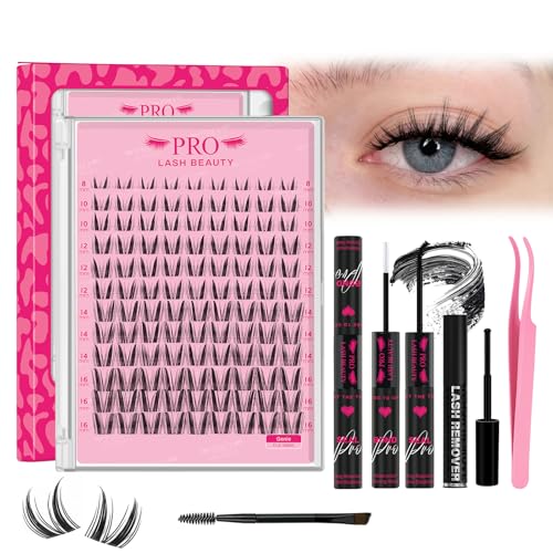 Manga Lash Clusters Kit 108PCS with Lash Bond and Seal Eyelash Applictor Lash Remover DIY Lash Extension Kit for Beginner Waterproof Resuable Eyelash Extensions at Home (Genie,8-16mix) von PRO LASHBEAUTY
