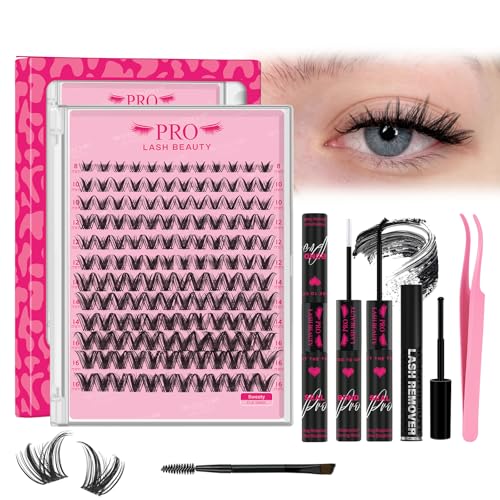 Manga Lash Clusters Kit 144PCS with Lash Bond and Seal Eyelash Applictor Lash Remover DIY Lash Extension Kit for Beginner Waterproof Resuable Eyelash Extensions at Home (Sweety,8-16mix) von PRO LASHBEAUTY