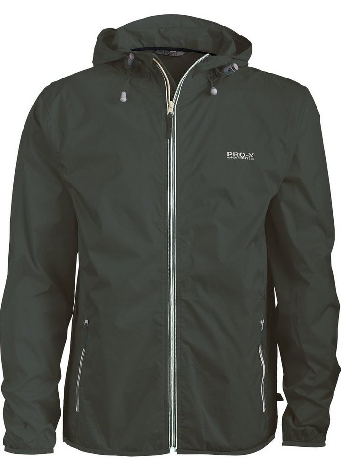 PRO-X ELEMENTS Regenjacke Fahrradjacke STAR wasserdicht, atmungsaktiv, winddicht integr. Packtasche, Reißverschluß, Kinnschutz, Kapuze von PRO-X ELEMENTS