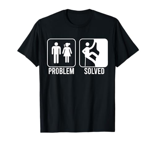 PROBLEM GELÖST: Klettern Lustiges nörgelndes Woman Climb Meme T-Shirt PROBLEM GELÖST: Klettern Lustiges nörgelndes Woman Climb Meme T-Shirt von PROBLEM SOLVED Funny Stick Figure Memes