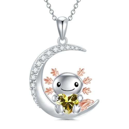 PROESS Axolotl Kette 925 Sterling Silber August Geburtsstein Halskette Axolotl Halskette Geburtsstein Schmuck Geschenk für Damen von PROESS