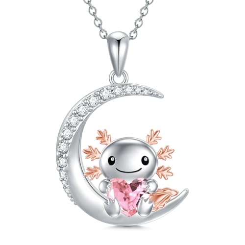 PROESS Axolotl Kette 925 Sterling Silber Oktober Geburtsstein Halskette Axolotl Halskette Axolotl Schmuck Geschenke für Damen Axolotl Liebhaber von PROESS